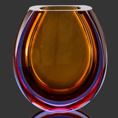 [Редкая расцветка] Ваза "Подкова", автор Е.В. Яновская, хрусталь, широкая грань, полировка, Ленинградский завод художественного стекла (ЛЗХС), СССР, 1960-1970 гг.