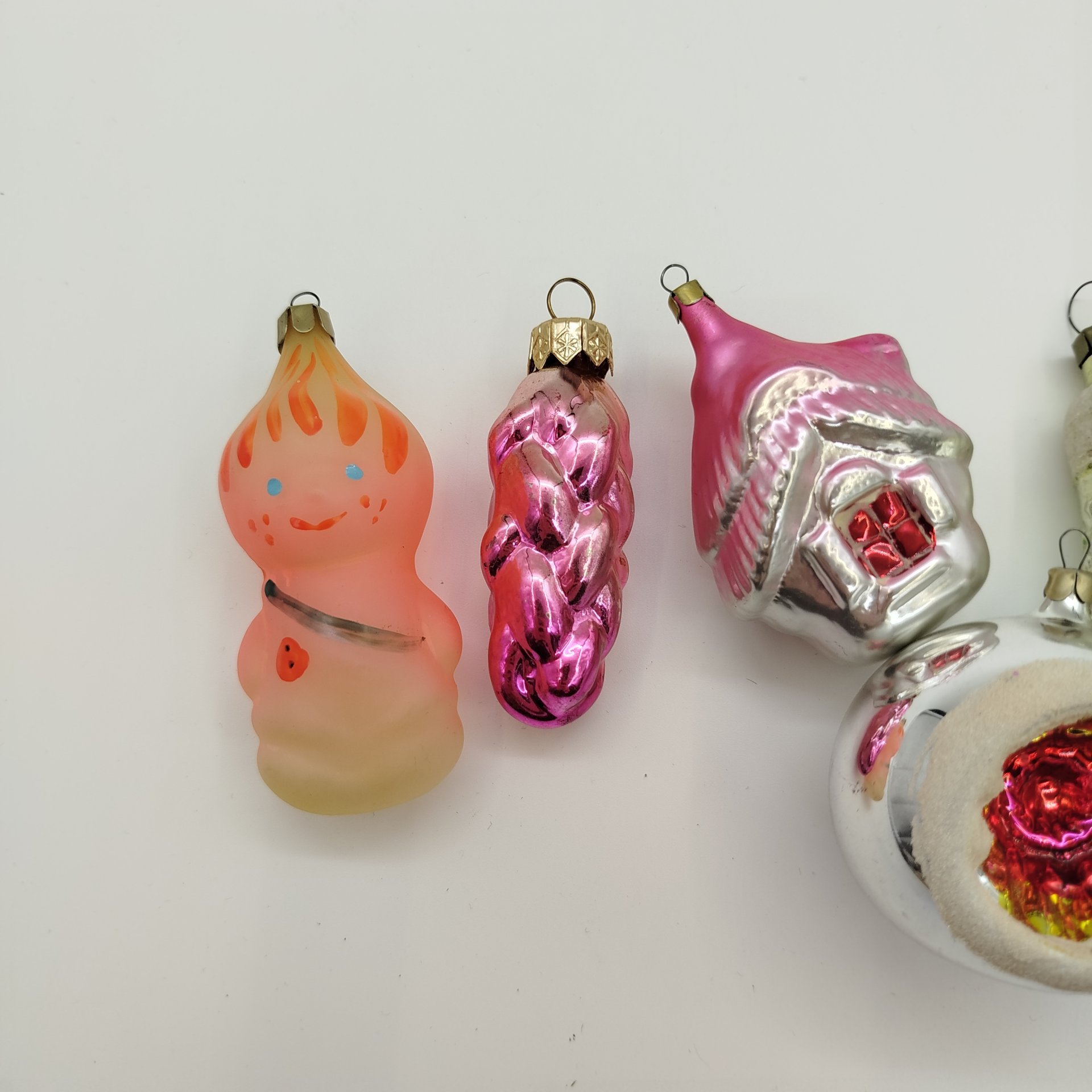 Набор из шести елочных игрушек, стекло, роспись, металл, СССР, 1960-1980 гг.
