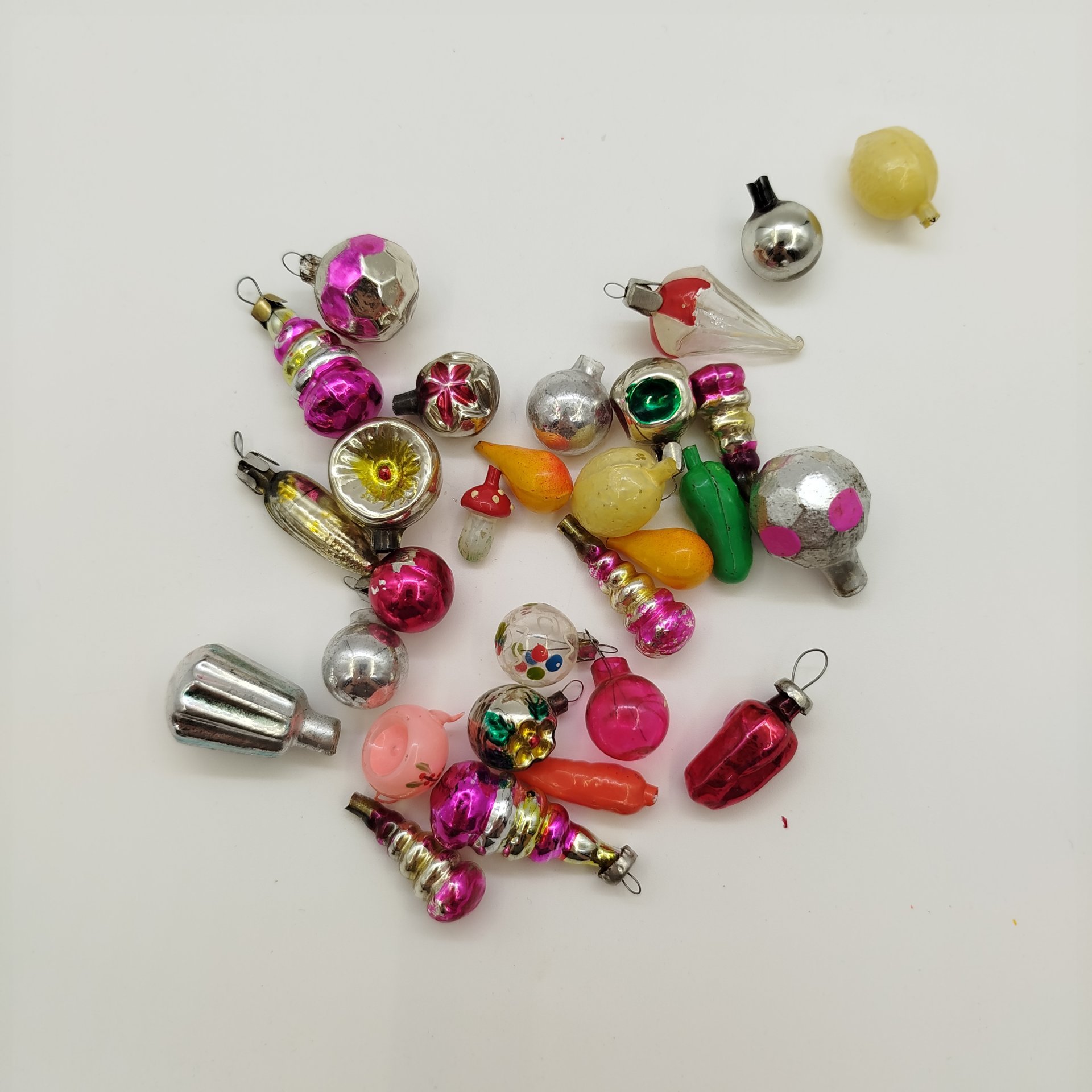 Набор ёлочных игрушек "Малютка", стекло, металл, СССР, 1960-1980 гг.