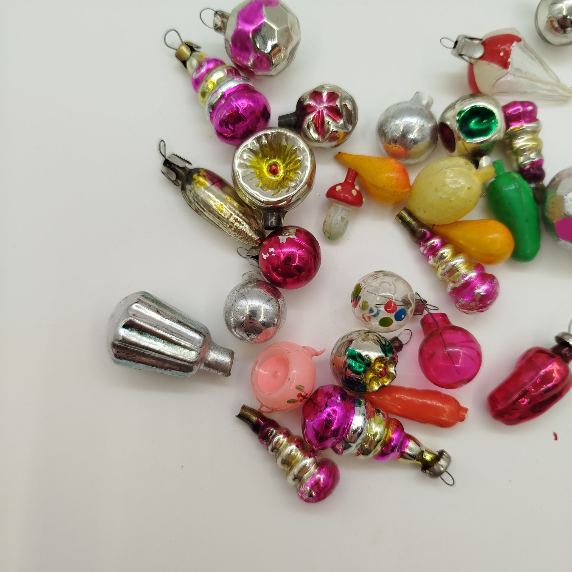 Набор ёлочных игрушек "Малютка", стекло, металл, СССР, 1960-1980 гг.