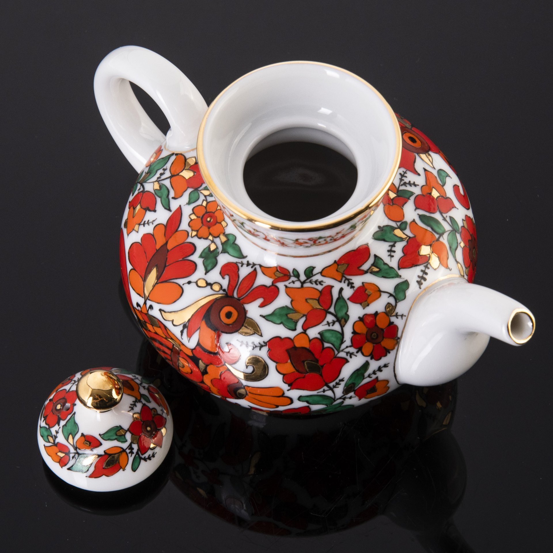Чайник заварочный "Красный петух" (форма "Малыш"), Ленинградский фарфоровый завод (ЛФЗ)