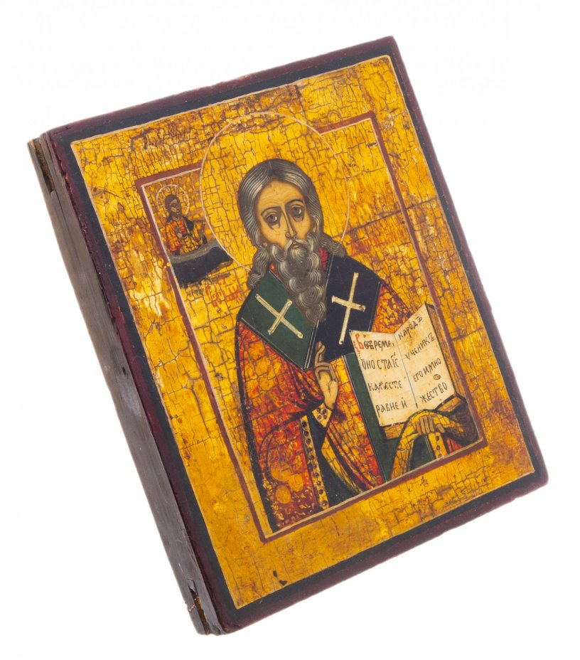 Икона "Священномученик Антипа" (Епископ Пергамский), дерево, темпера, Российская Империя, 1880-1900 гг.