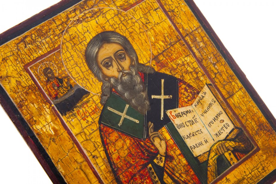 Икона "Священномученик Антипа" (Епископ Пергамский), дерево, темпера, Российская Империя, 1880-1900 гг.