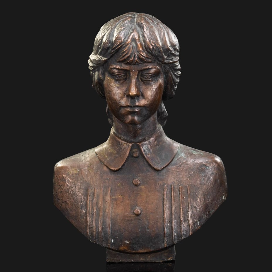 Бюст "Гимназистка", неизвестный скульптор, бронза, СССР, 1930-1940 гг.