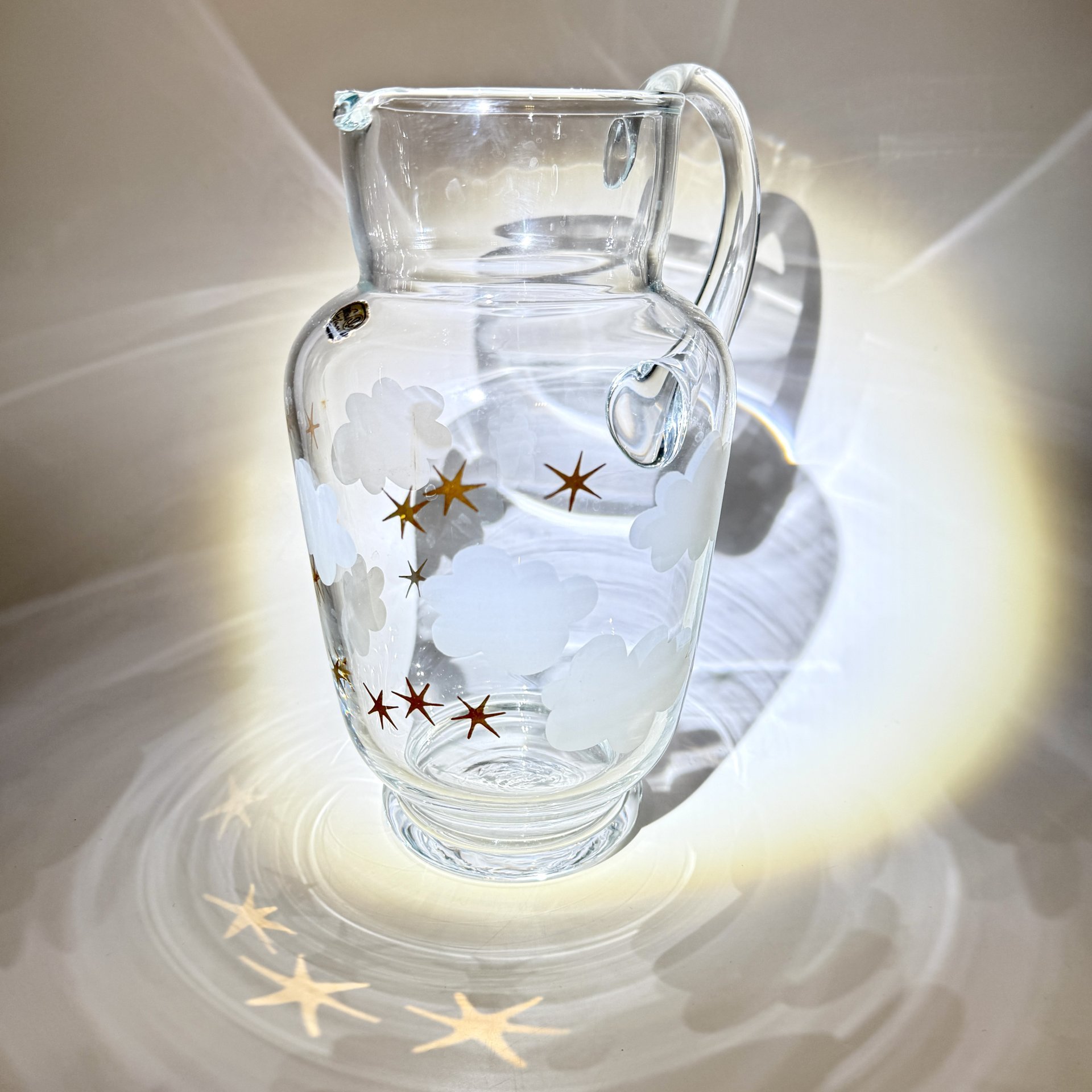 Кувшин "Облачка", стекло, матирование, золочение, Bohemia Crystal (Bohemia Glass), Чехословакия, 1970-1990 гг., Bohemia Crystal (Bohemia Glass)