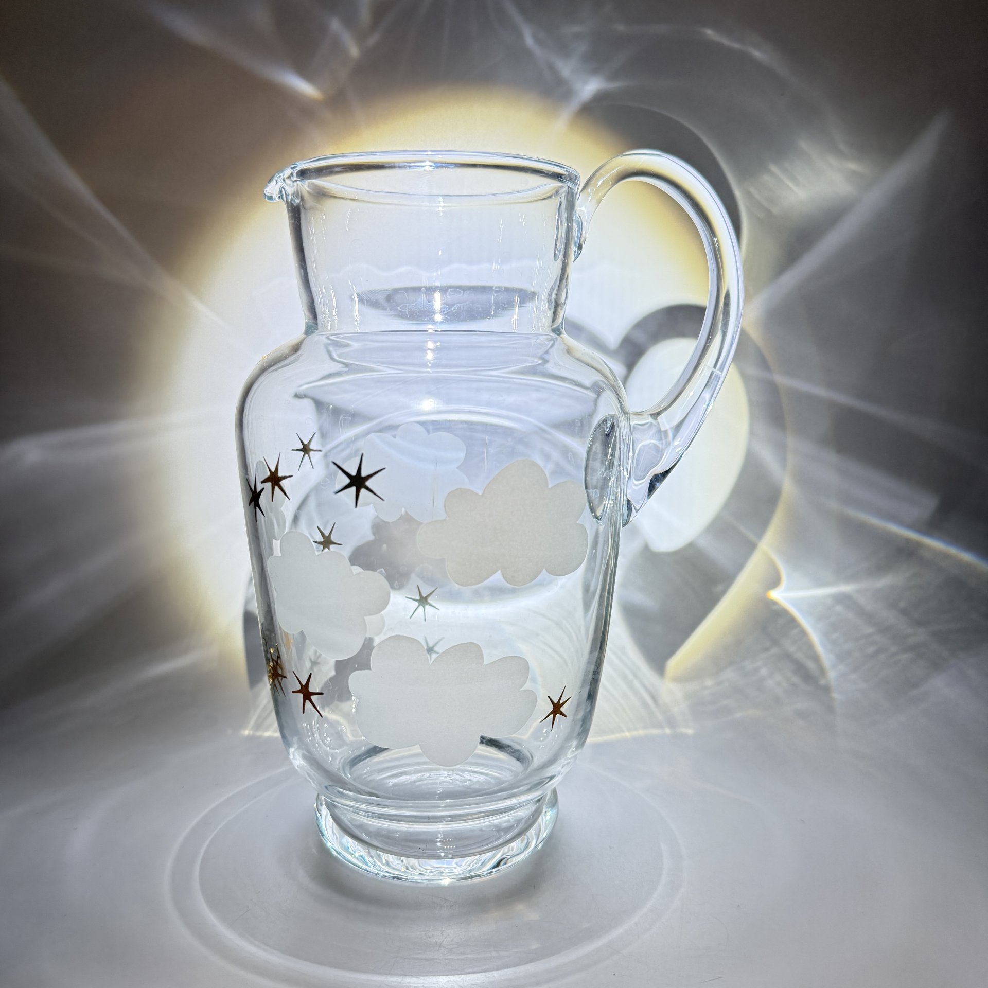Кувшин "Облачка", стекло, матирование, золочение, Bohemia Crystal (Bohemia Glass), Чехословакия, 1970-1990 гг., Bohemia Crystal (Bohemia Glass)