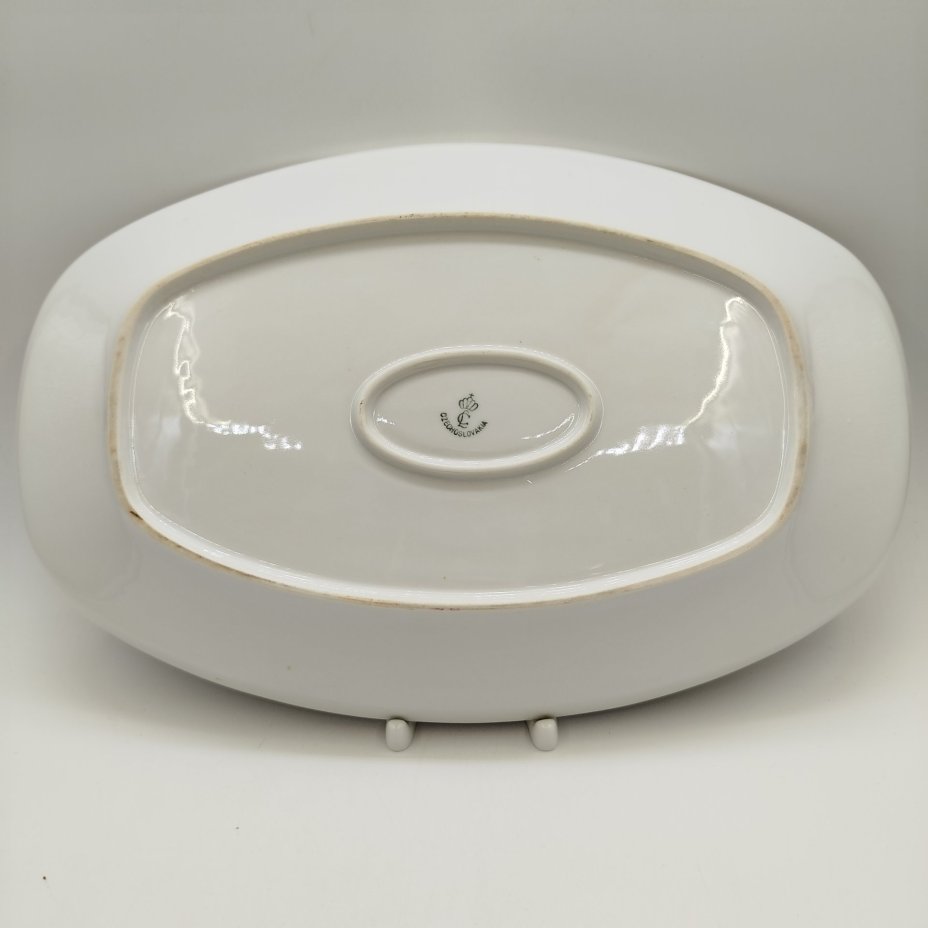 Блюдо овальной формы с растительным декором, фарфор, деколь, золочение, Concordia Lesov, Чехословакия, 1970-1991 гг.