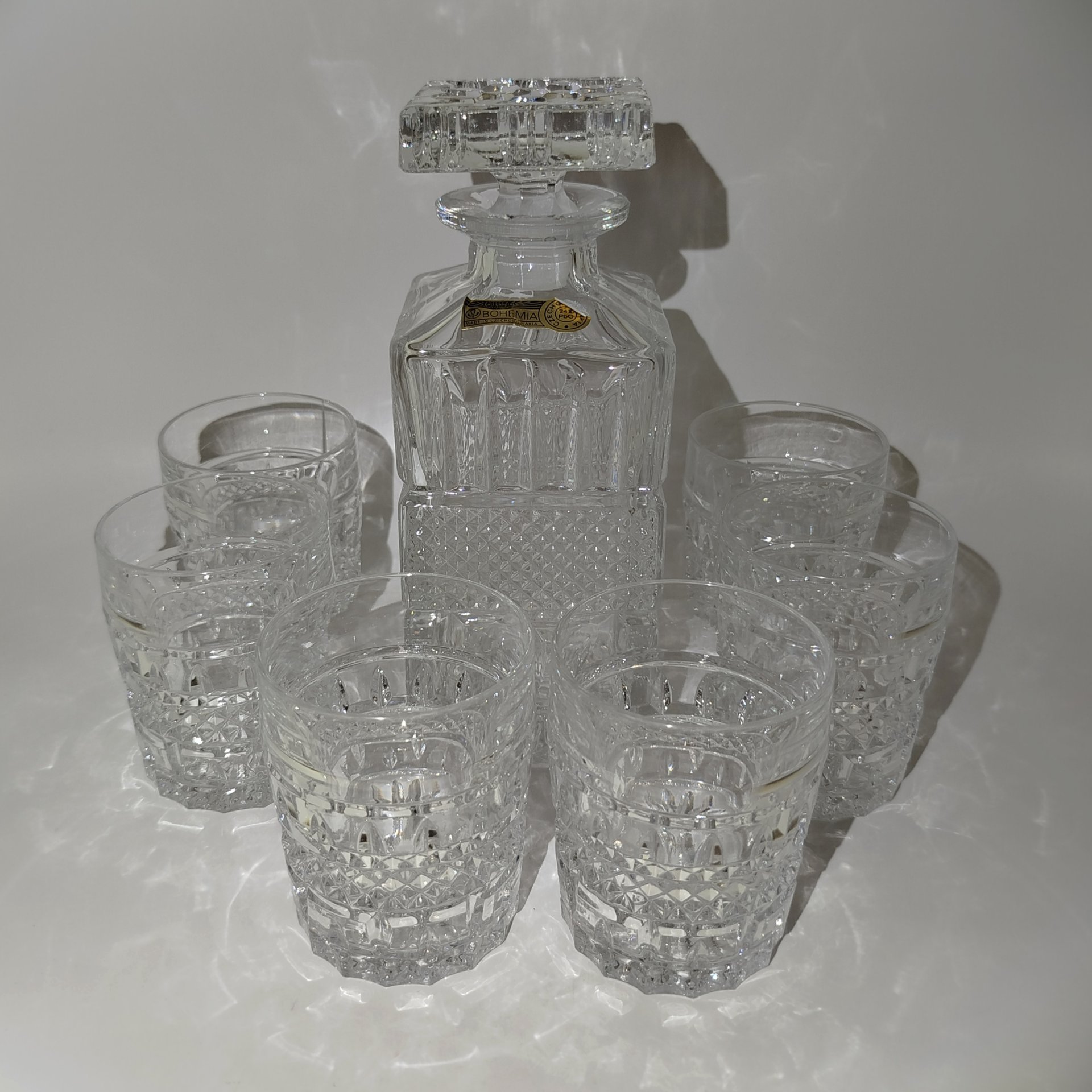 Набор для виски "Brittany" на 6 персон, хрусталь, Bohemia Crystal (Bohemia Glass), Чехословакия, 1970-1980 гг.