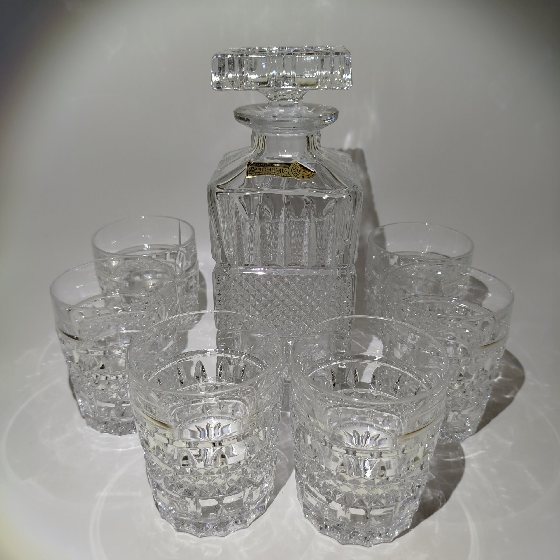 Набор для виски "Brittany" на 6 персон, хрусталь, Bohemia Crystal (Bohemia Glass), Чехословакия, 1970-1980 гг.