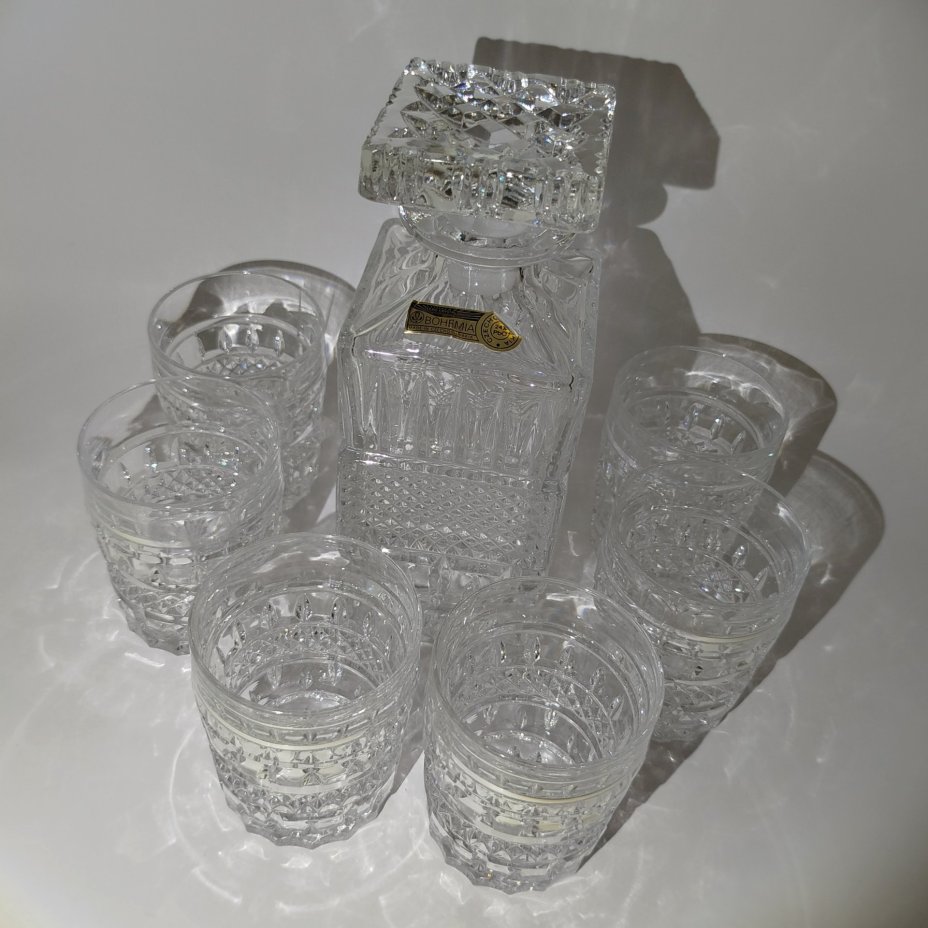 Набор для виски "Brittany" на 6 персон, хрусталь, Bohemia Crystal (Bohemia Glass), Чехословакия, 1970-1980 гг.