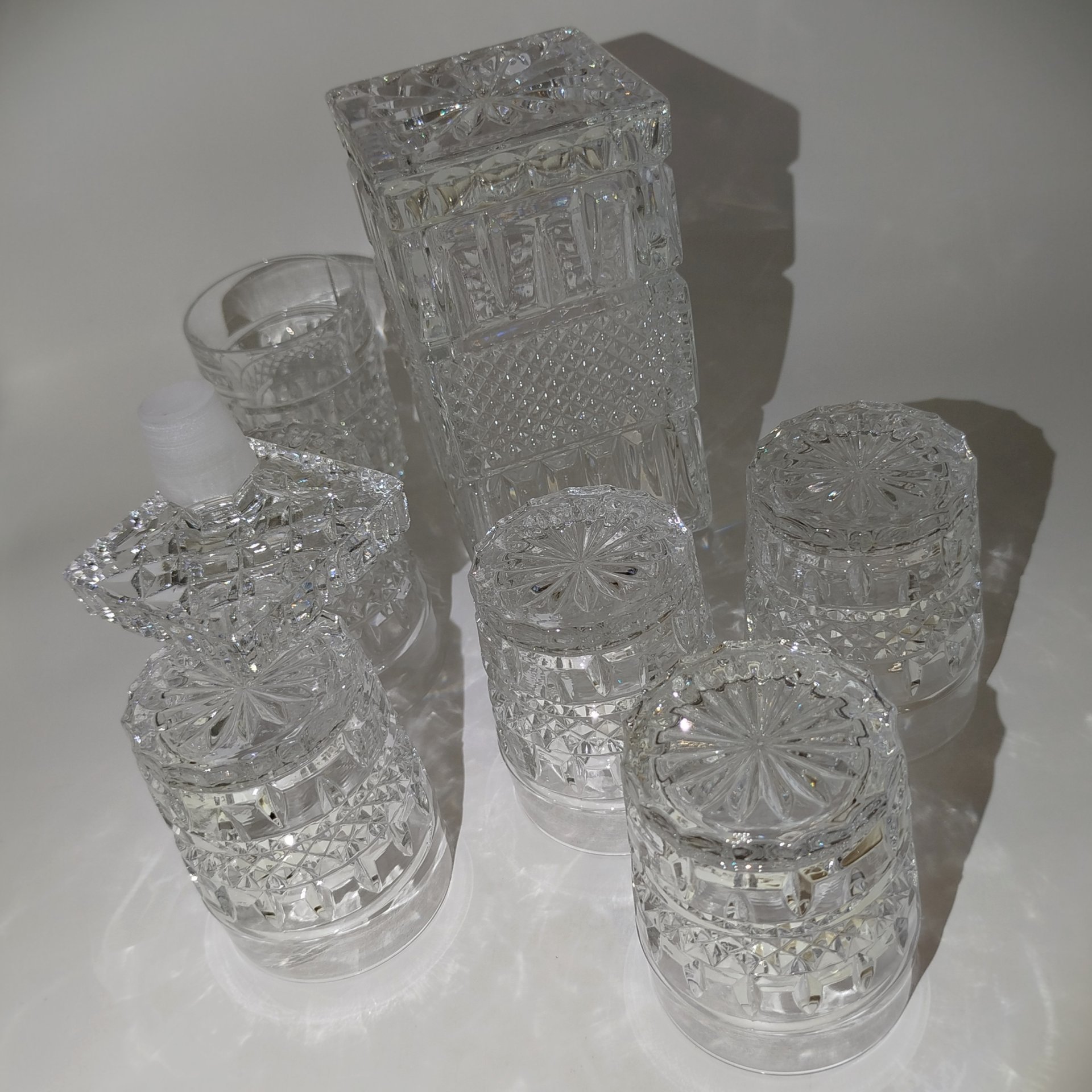 Набор для виски "Brittany" на 6 персон, хрусталь, Bohemia Crystal (Bohemia Glass), Чехословакия, 1970-1980 гг.