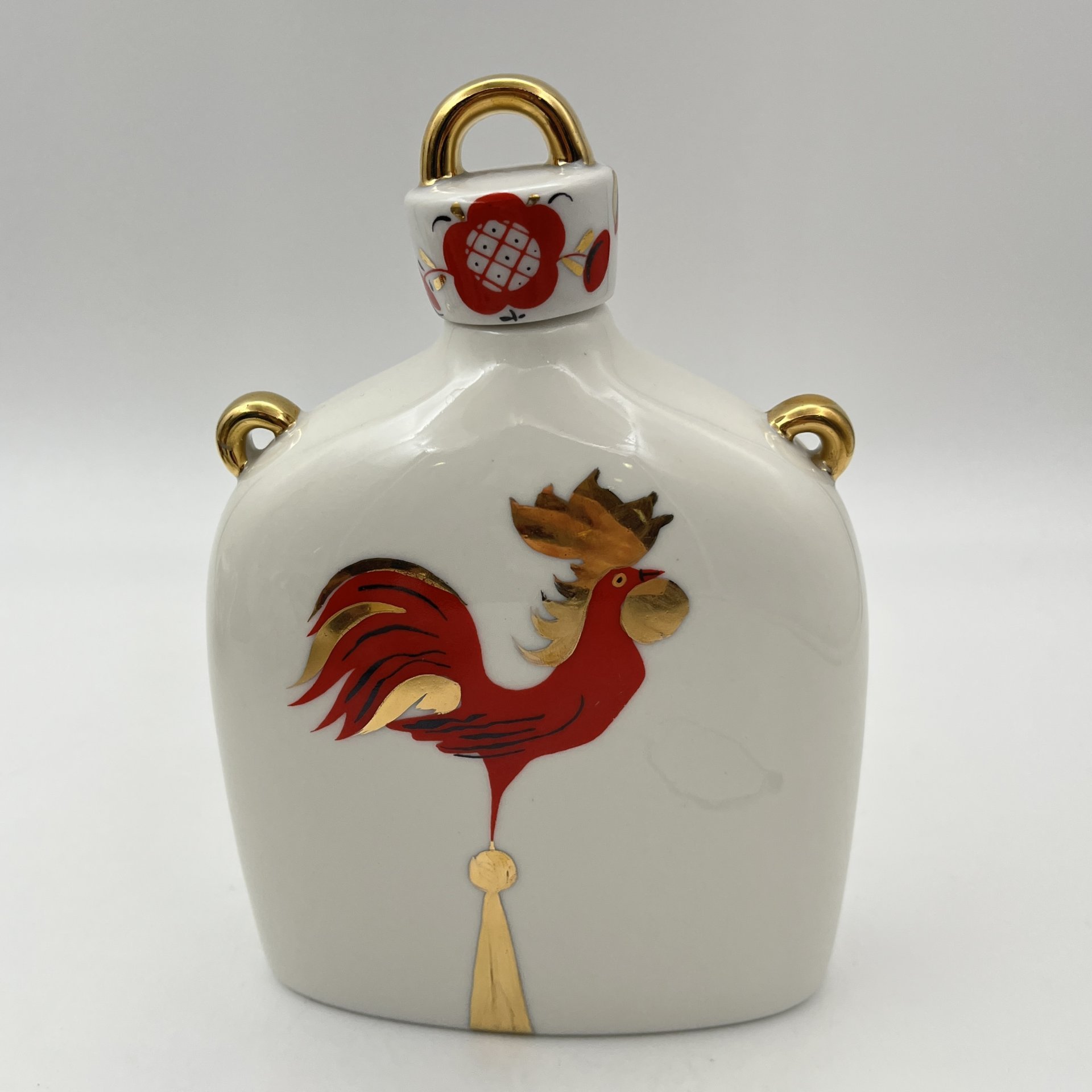 Набор для употребления спиртных напитков "Девица" (штоф и две рюмки), форма "Славянский", автор формы -  Серафима Яковлева, автор рисунка - Любовь Блак