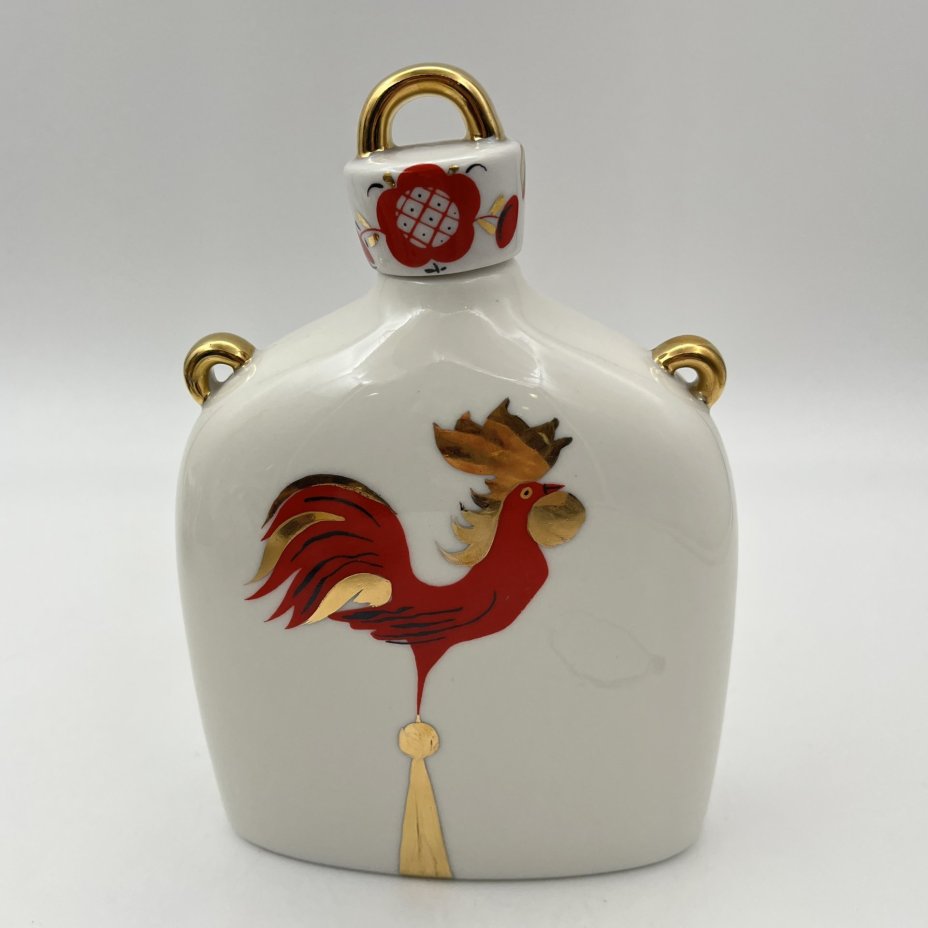 Набор для употребления спиртных напитков "Девица" (штоф и две рюмки), форма "Славянский", автор формы -  Серафима Яковлева, автор рисунка - Любовь Блак