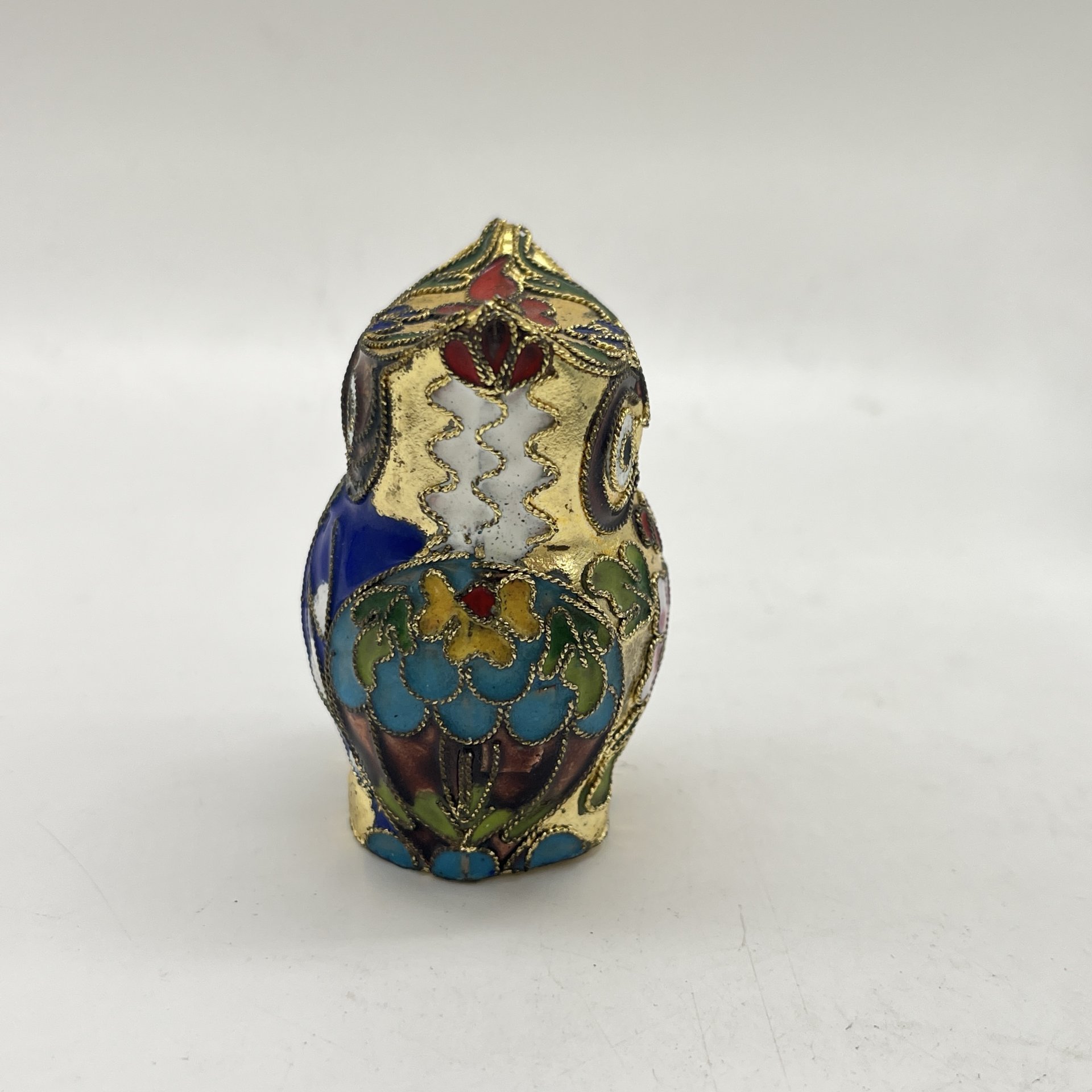 Статуэтка "Сова" двусторонняя, латунь, перегородчатая эмаль (клуазоне), Китай, 1970-1990 гг.