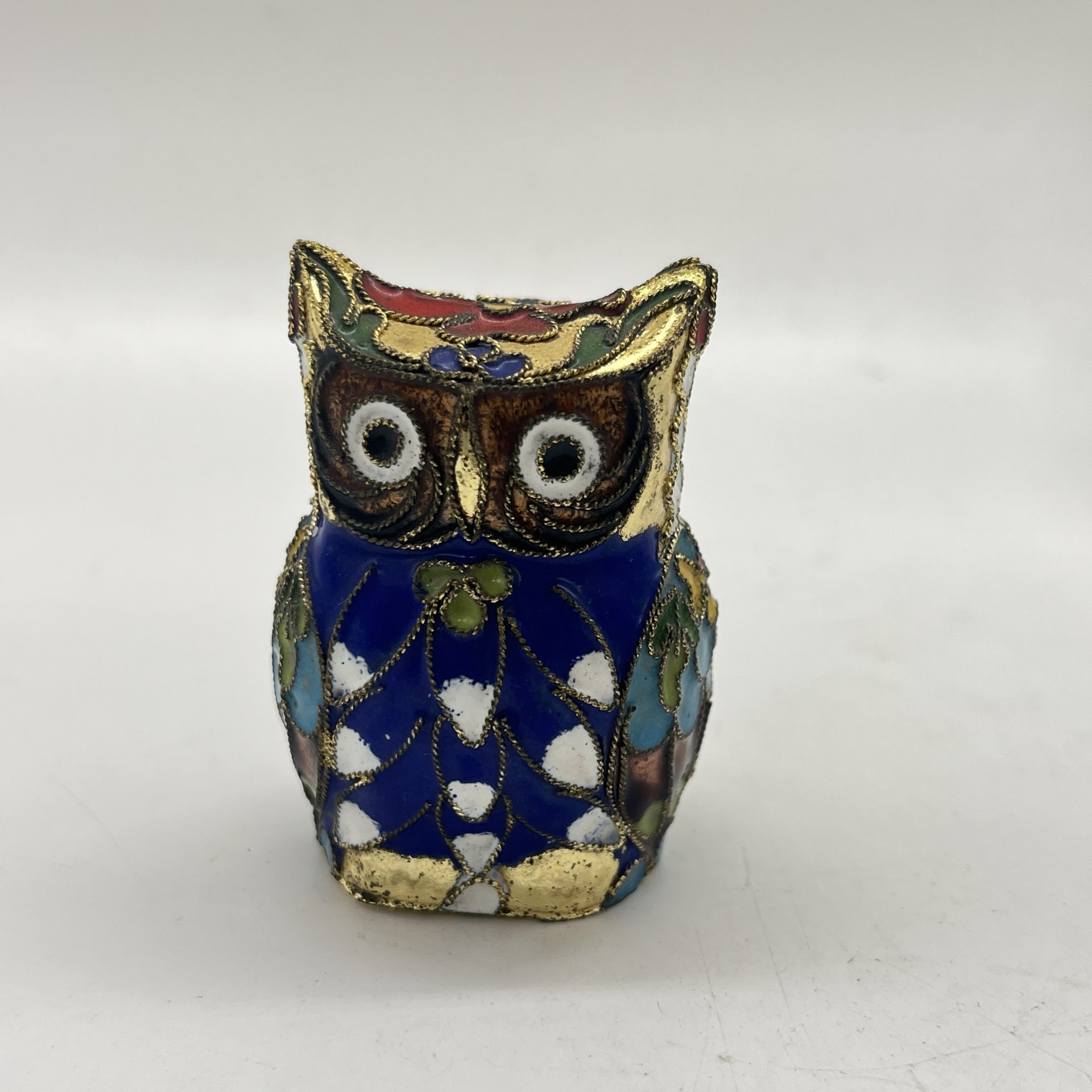 Статуэтка "Сова" двусторонняя, латунь, перегородчатая эмаль (клуазоне), Китай, 1970-1990 гг.