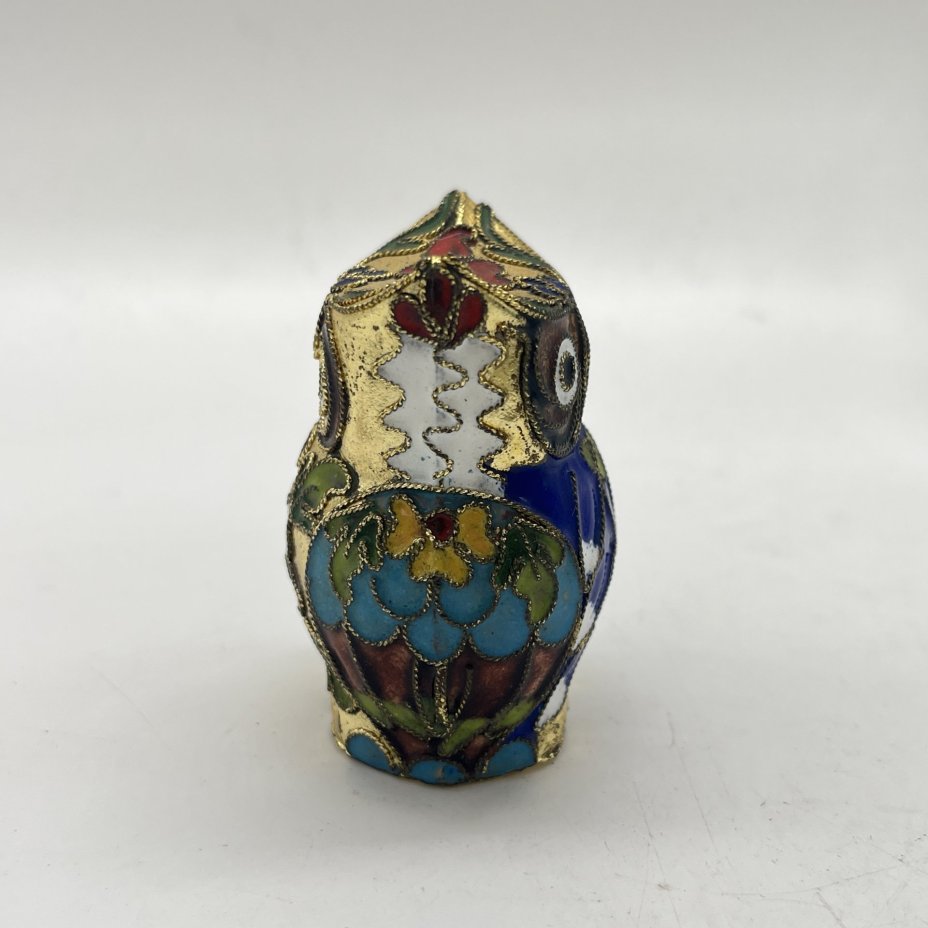 Статуэтка "Сова" двусторонняя, латунь, перегородчатая эмаль (клуазоне), Китай, 1970-1990 гг.
