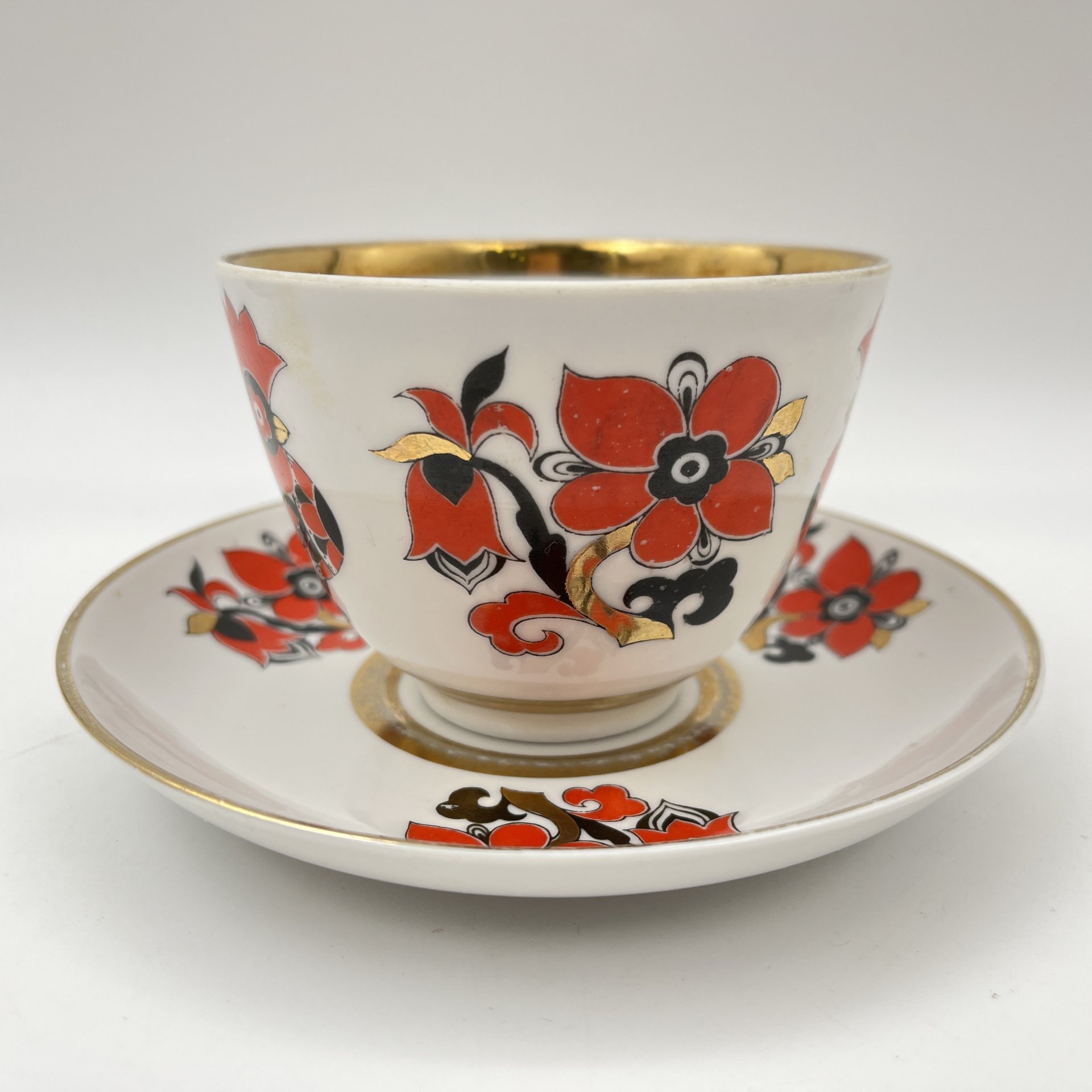 Чайная пара "Красный петух", автор рисунка А.В. Воробьевский