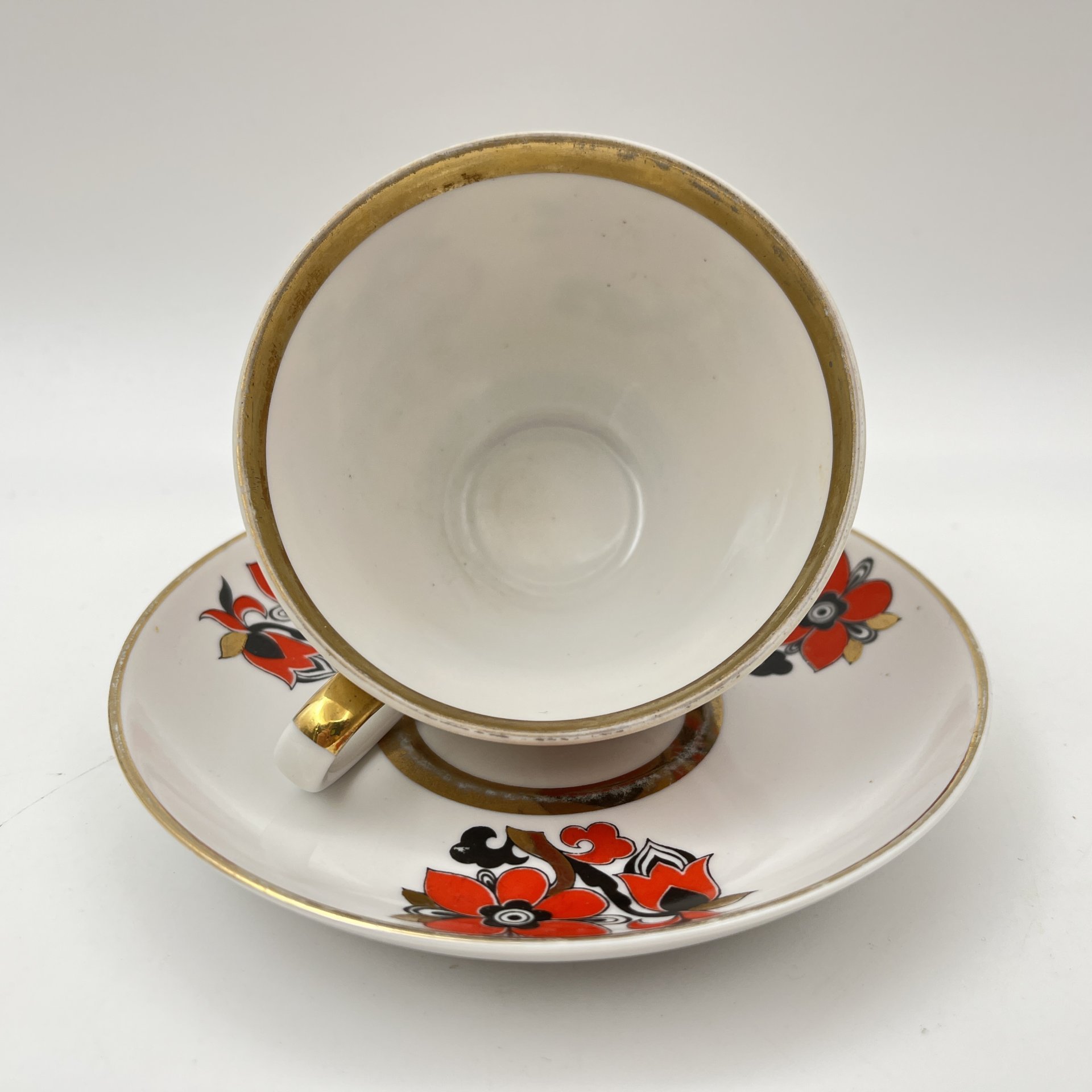 Чайная пара "Красный петух", автор рисунка А.В. Воробьевский