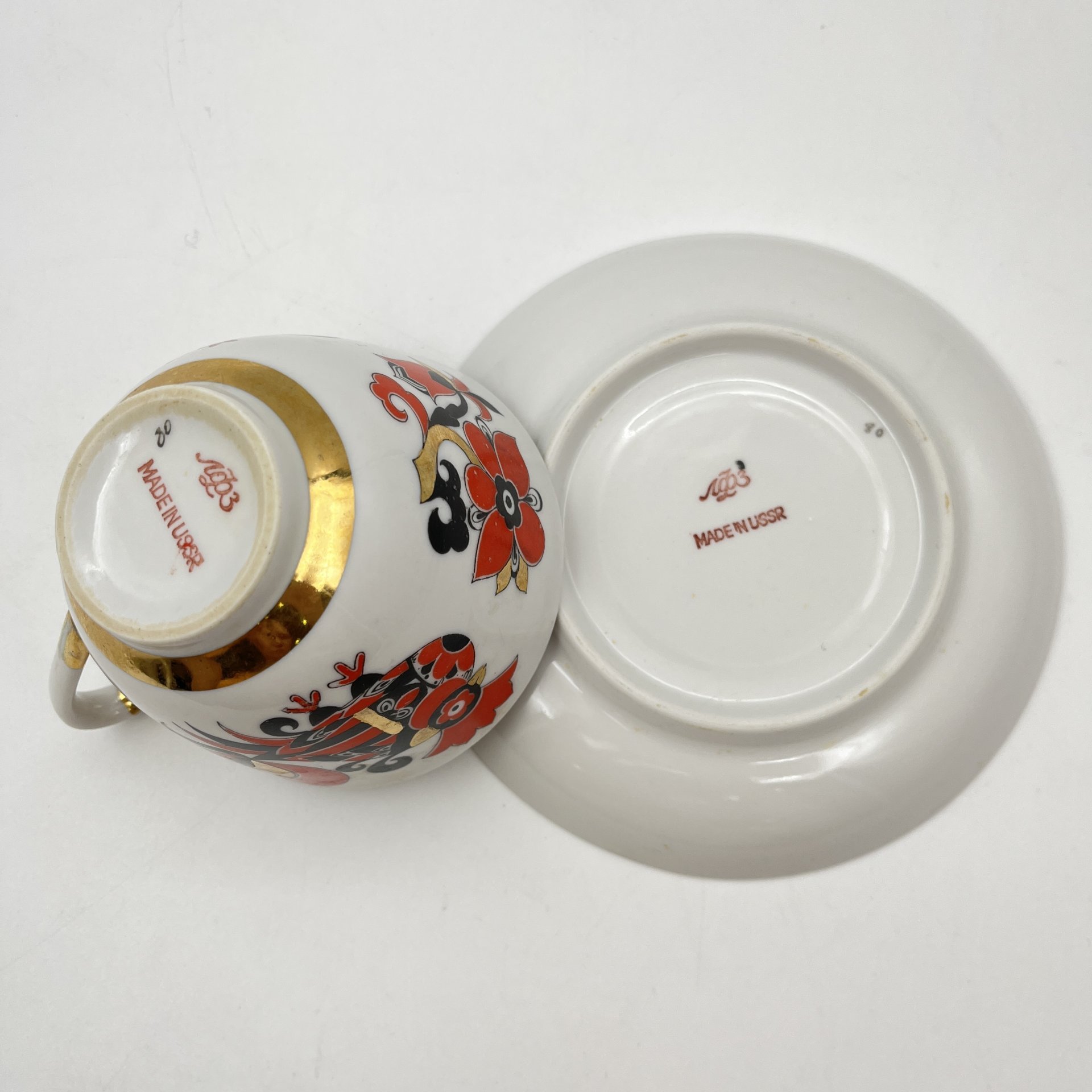 Чайная пара "Красный петух", автор рисунка А.В. Воробьевский