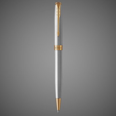 Шариковая ручка Parker Sonnet , Stainless Steel GT, стержень: M, цвет чернил: black , в подарочной упаковке, Металлы: латунь, нержавеющая сталь, позолота