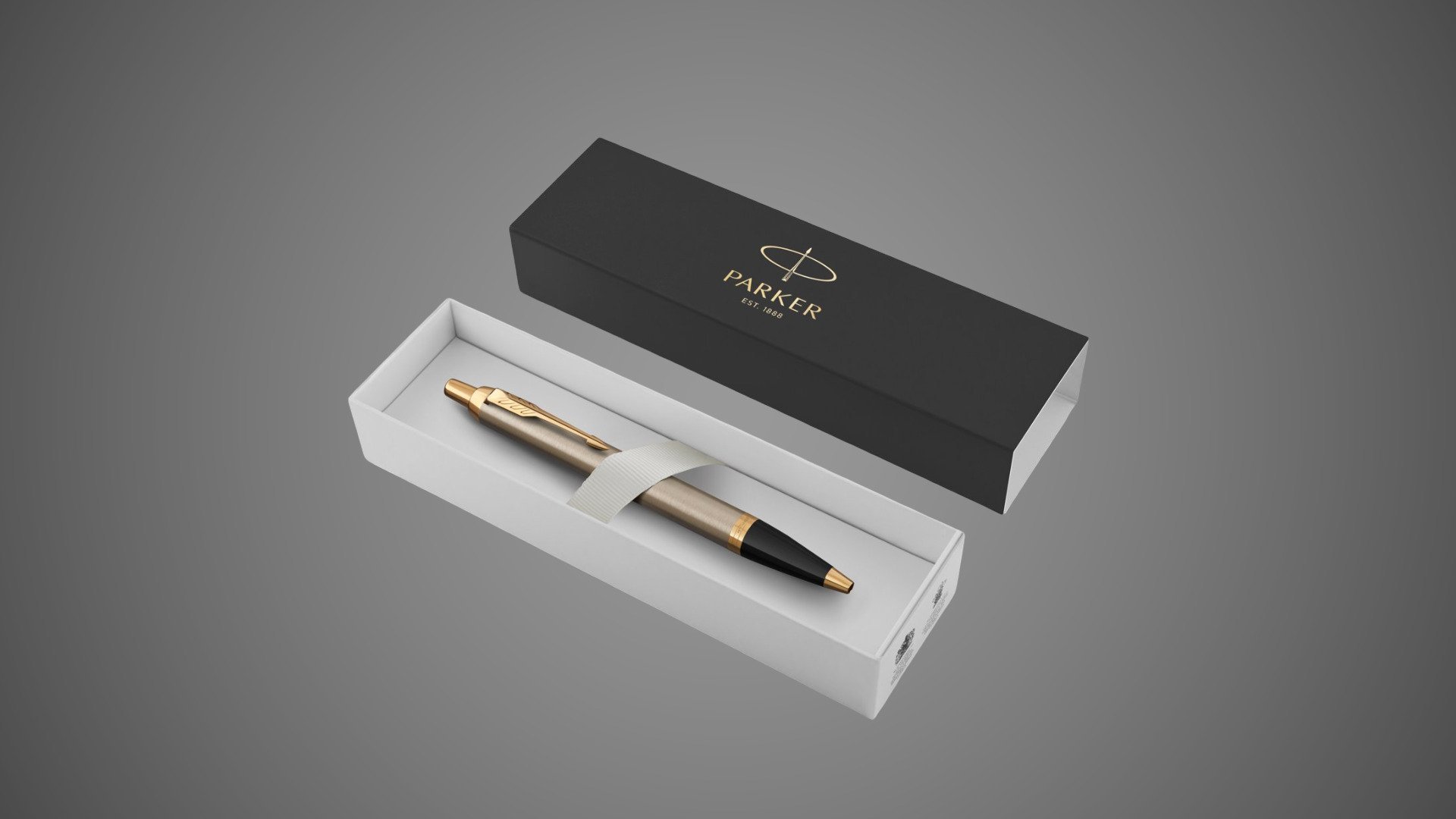 Шариковая ручка Parker IM Metal Core Brushed Metal GT, стержень: M, цвет чернил: blue, в подарочной упаковке., Металлы: латунь, пластик, позолота, сталь