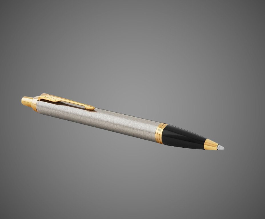 Шариковая ручка Parker IM Metal Core Brushed Metal GT, стержень: M, цвет чернил: blue, в подарочной упаковке., Металлы: латунь, пластик, позолота, сталь