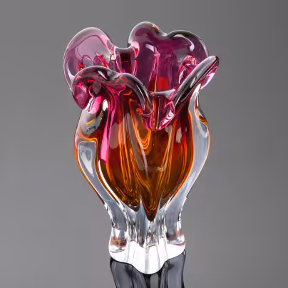 Ваза выполненная в гутной технике, Bohemia Crystal (Bohemia Glass)