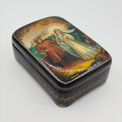 Шкатулка "Царевна-Лебедь" (предположительно), автор Кован Н., Федоскинская фабрика миниатюрной живописи (Федоскино)