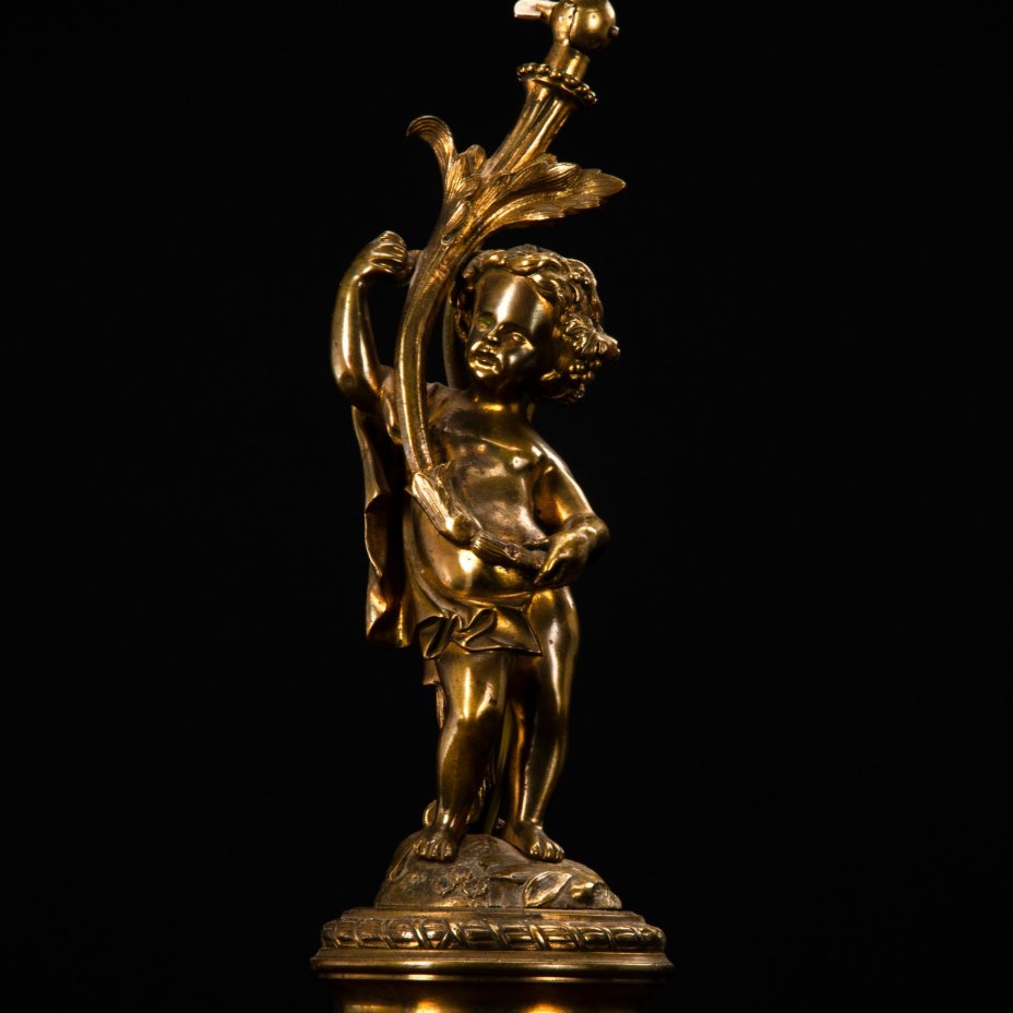 Лампа с фигурой путти, бронза, стекло, Западная Европа, 1890-1920 гг.