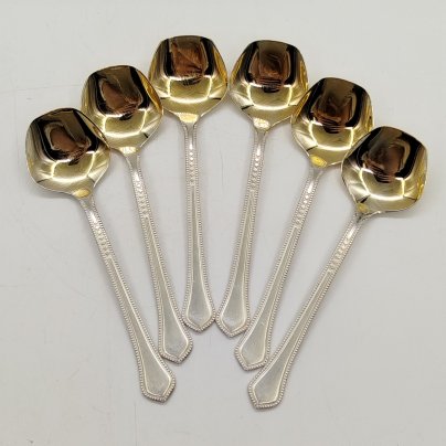Набор десертных ложек на 6, мНЦ (медь-никель-цинк), золочение, Таллинский ювелирный завод, СССР, 1970-1990 гг.