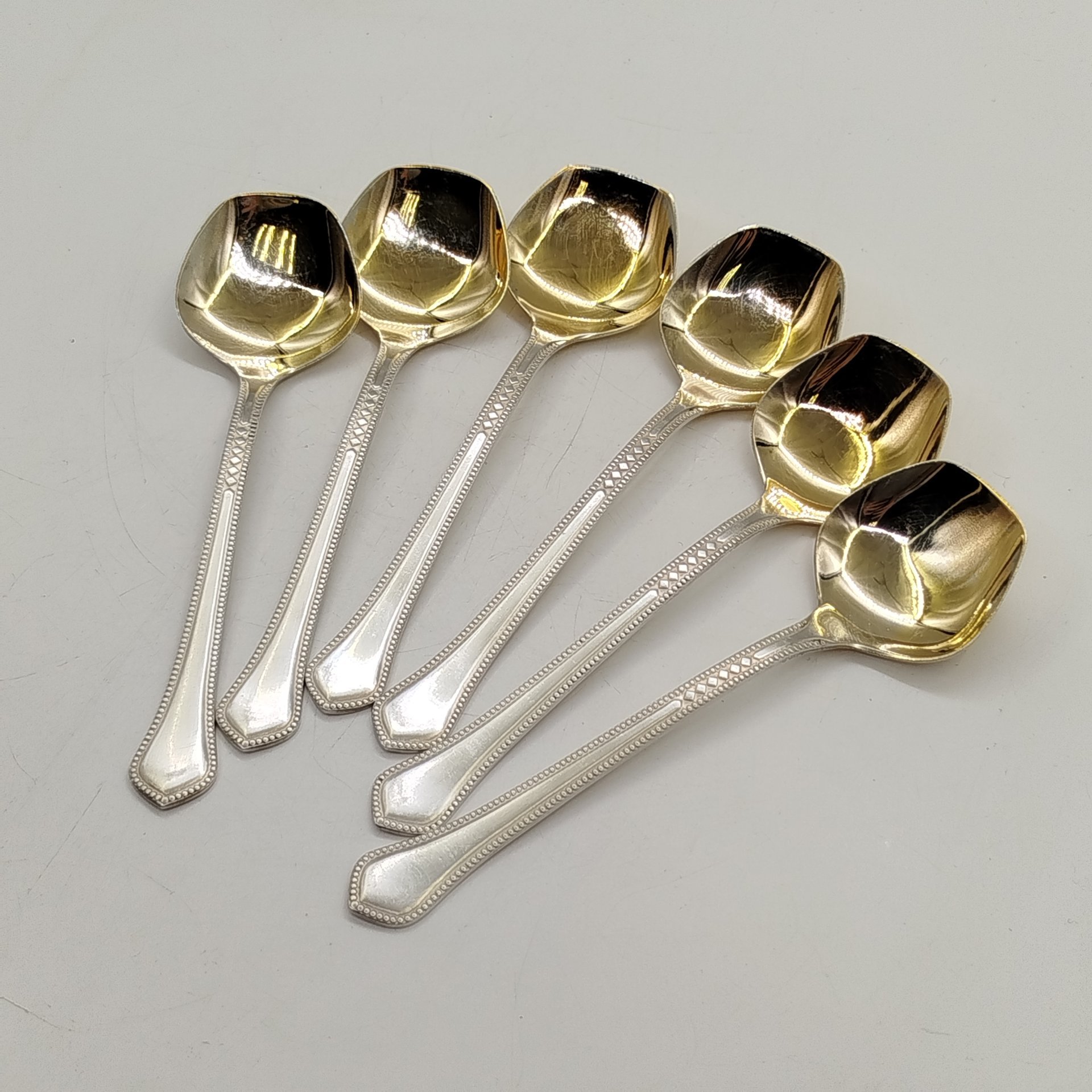 Набор десертных ложек на 6, мНЦ (медь-никель-цинк), золочение, Таллинский ювелирный завод, СССР, 1970-1990 гг.