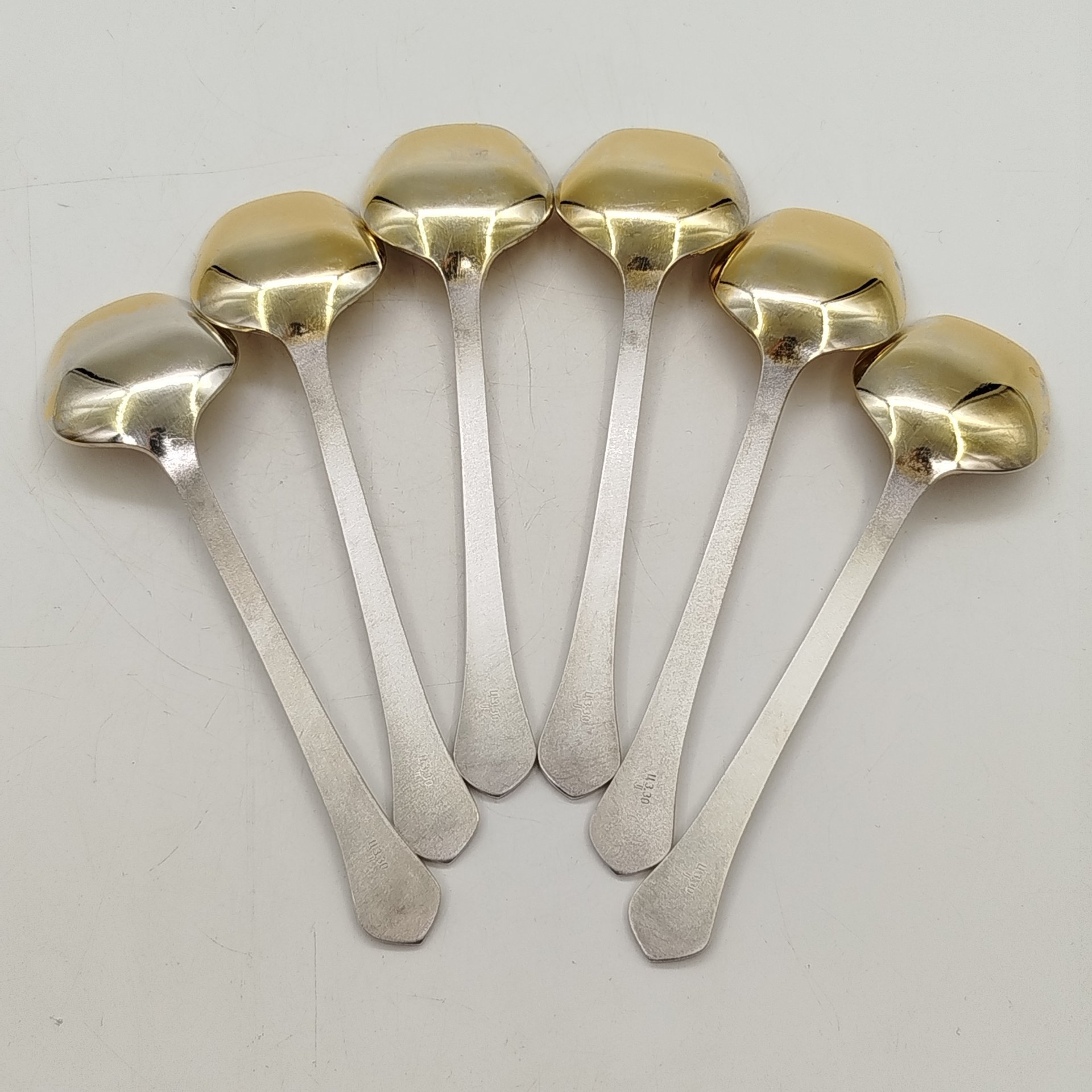 Набор десертных ложек на 6, мНЦ (медь-никель-цинк), золочение, Таллинский ювелирный завод, СССР, 1970-1990 гг.