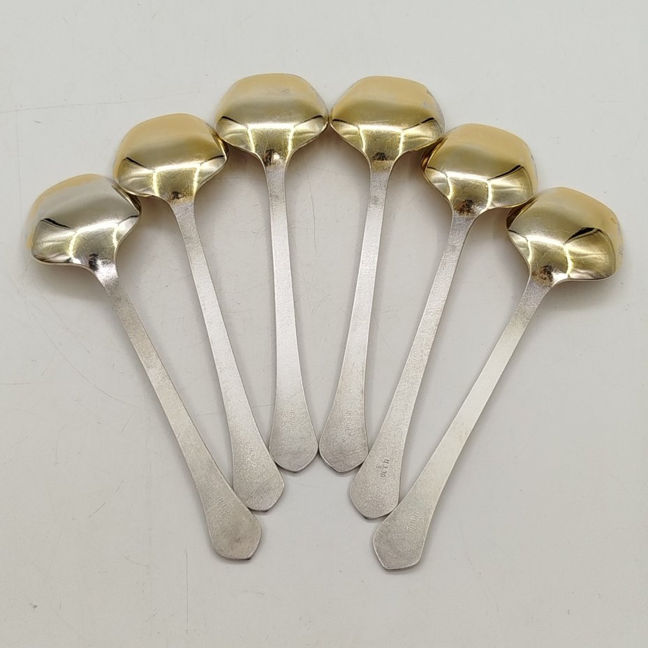 Набор десертных ложек на 6, мНЦ (медь-никель-цинк), золочение, Таллинский ювелирный завод, СССР, 1970-1990 гг.
