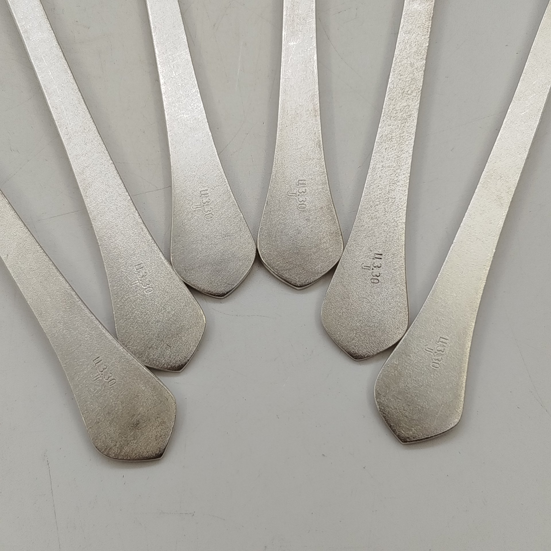 Набор десертных ложек на 6, мНЦ (медь-никель-цинк), золочение, Таллинский ювелирный завод, СССР, 1970-1990 гг.