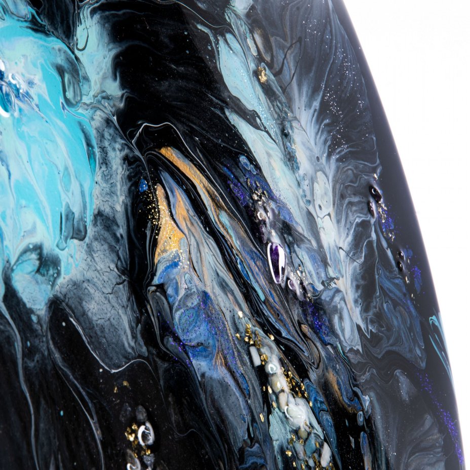 Панно настенное "Майская ночь",  авторская ручная работа в технике Resin Art, глянцевое 3D покрытие, натуральный камень, стекло, Россия, 2021 г.