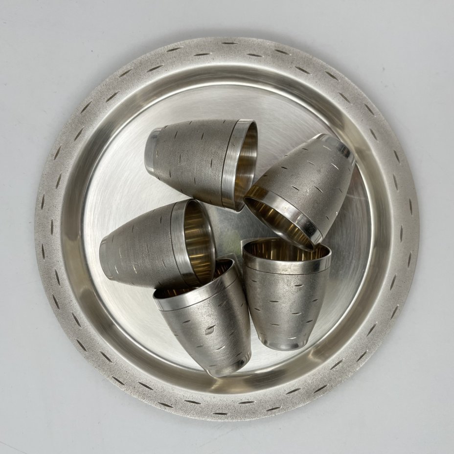 Набор для крепких напитков "Березка" из 5 стопок и подноса