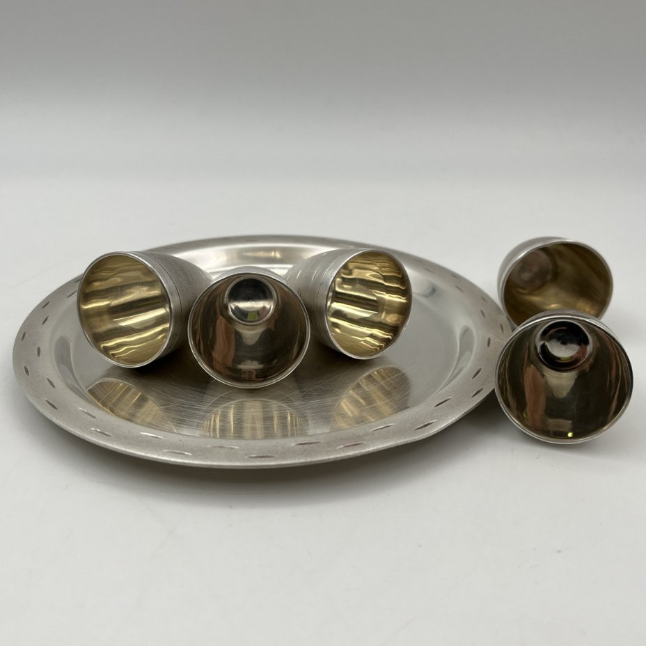 Набор для крепких напитков "Березка" из 5 стопок и подноса