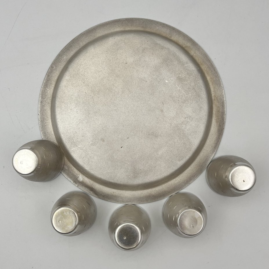 Набор для крепких напитков "Березка" из 5 стопок и подноса