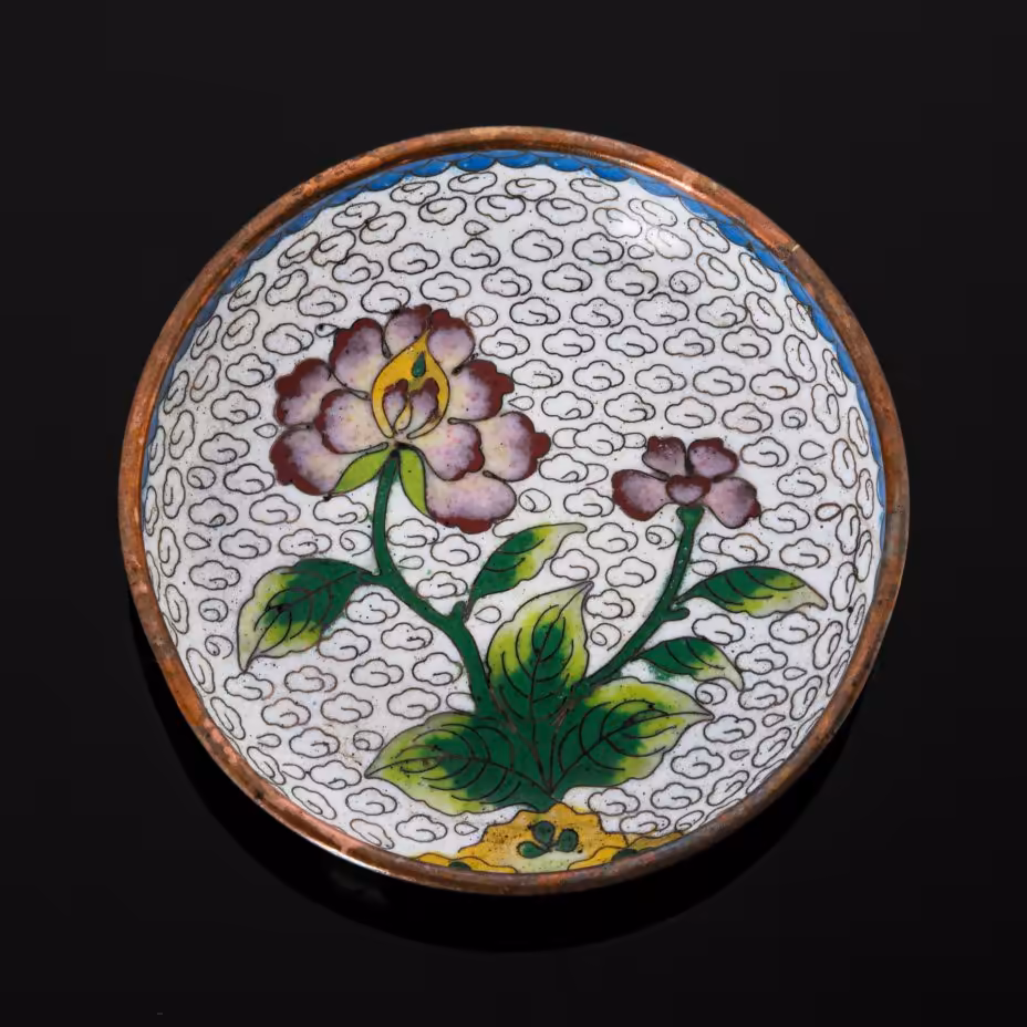 Розетка в технике клуазоне, медь, эмаль, Китай, 1950-1970 гг., Китай
