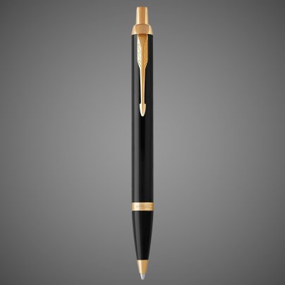 Шариковая ручка Parker IM Metal Black GT, стержень: M, цвет чернил: blue, в подарочной упаковке., Лаки и смолы: лак, латунь, позолота