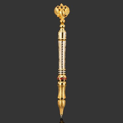 Ручка подарочная "Герб РФ" с фианитами