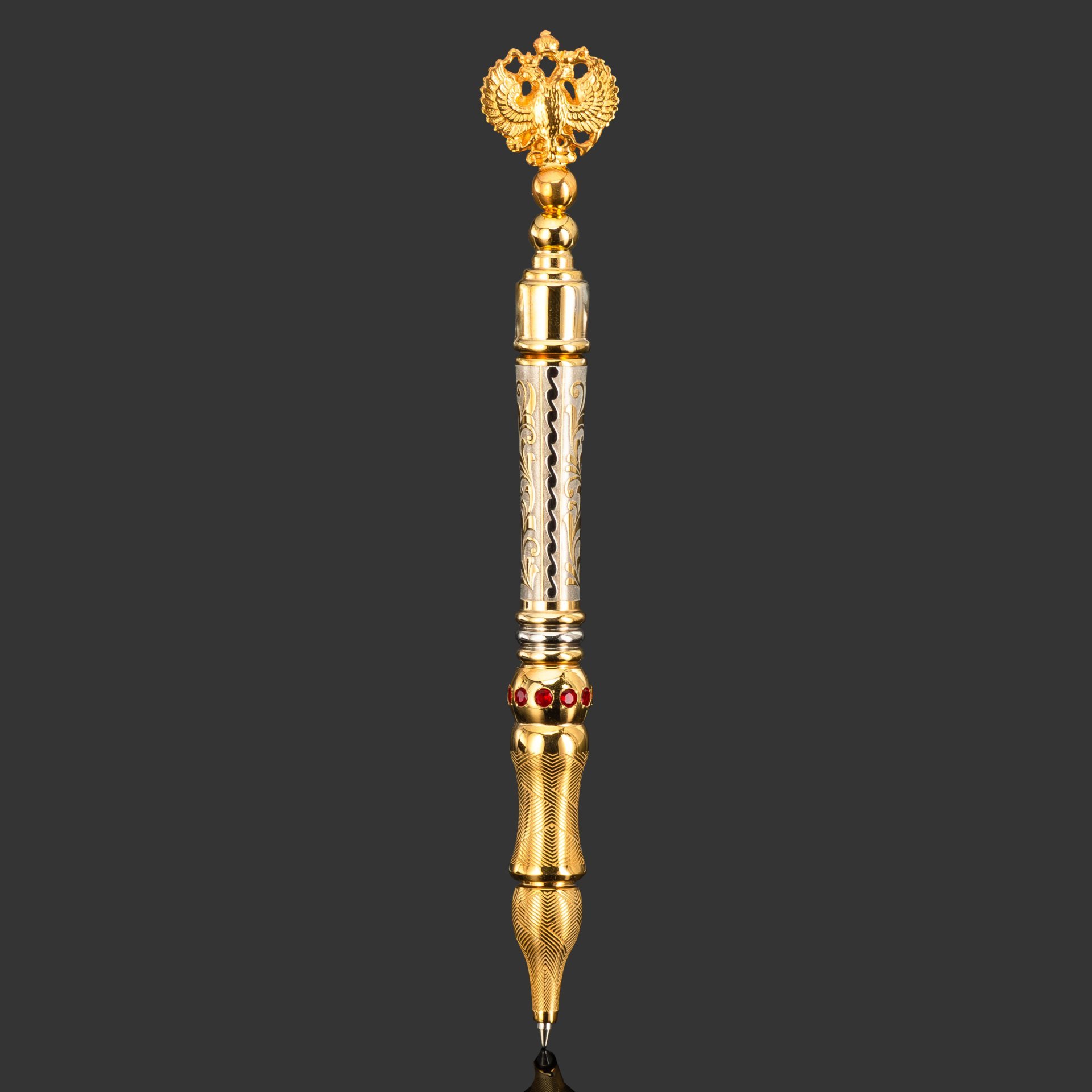 Ручка подарочная "Герб РФ" с фианитами