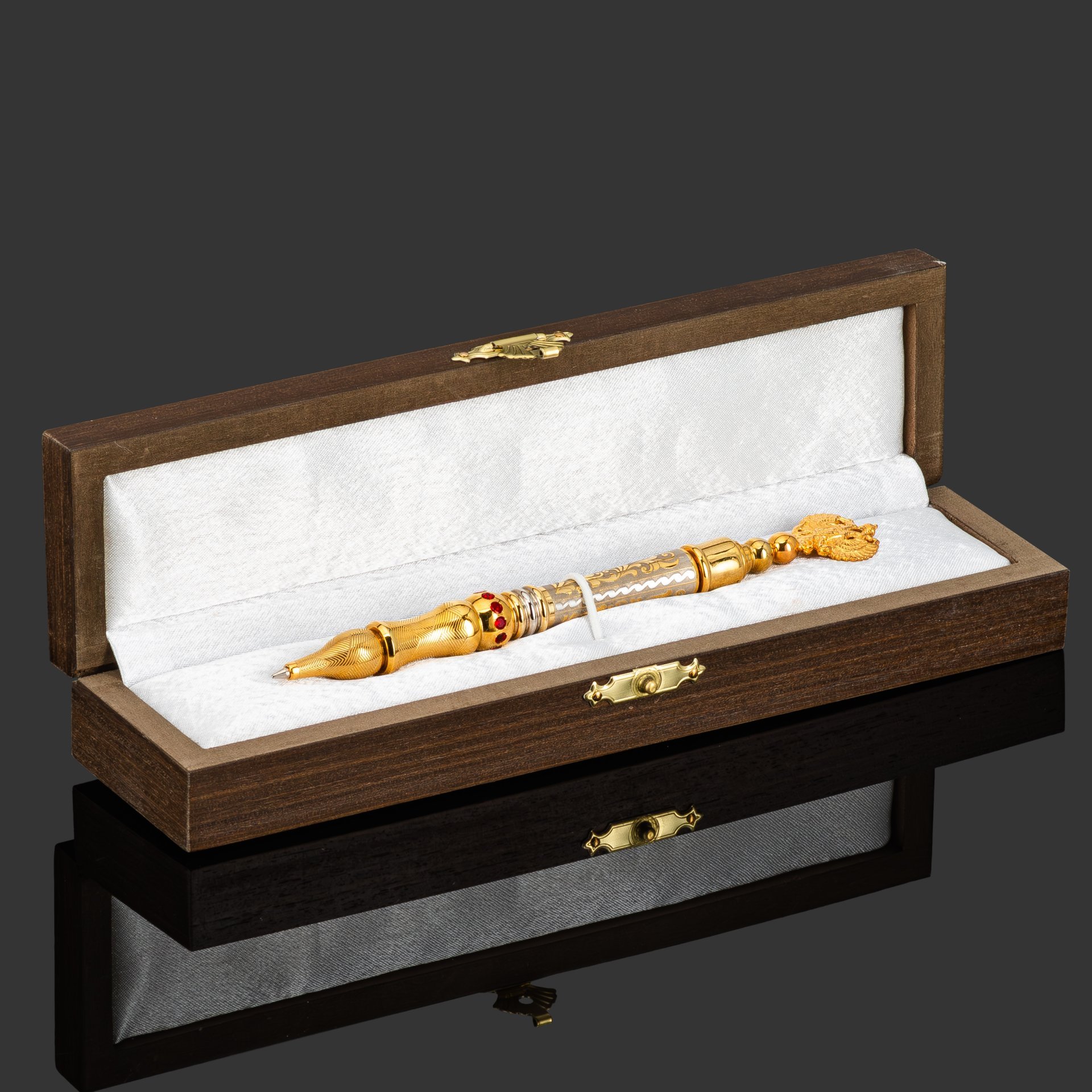 Ручка подарочная "Герб РФ" с фианитами