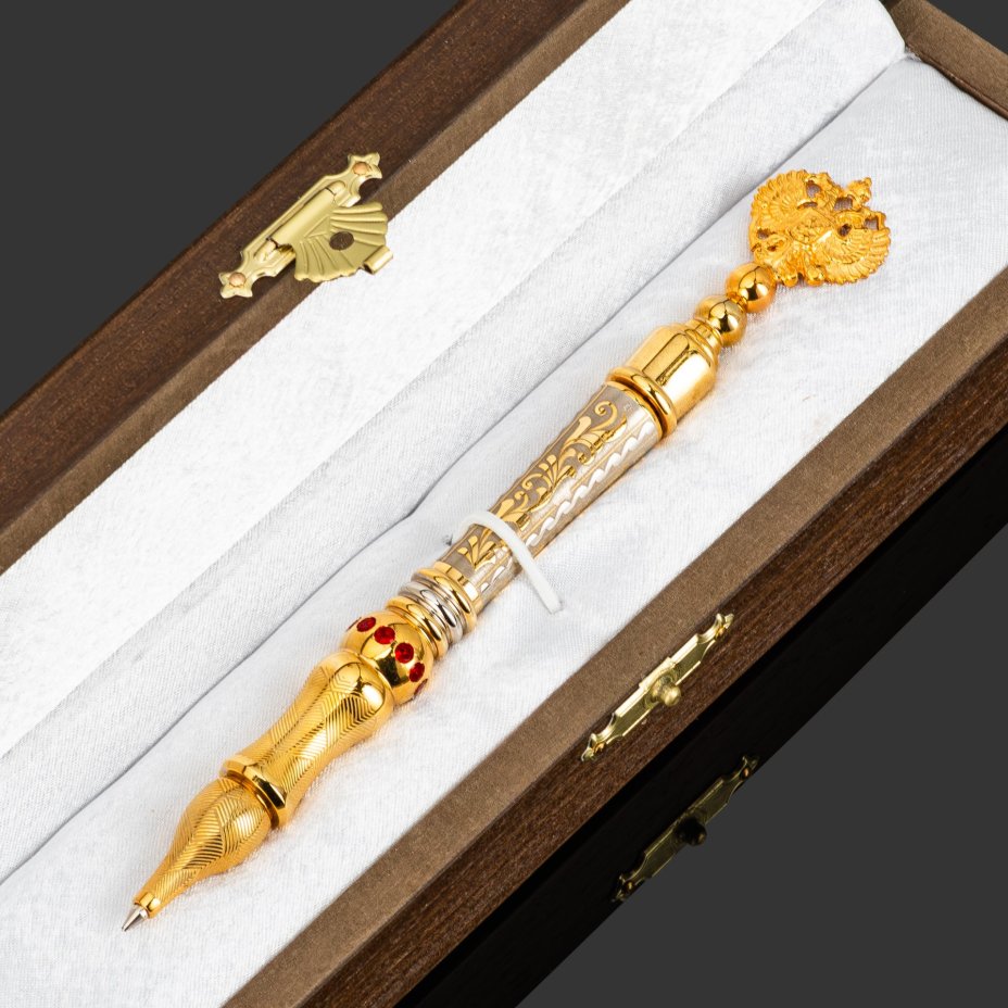 Ручка подарочная "Герб РФ" с фианитами