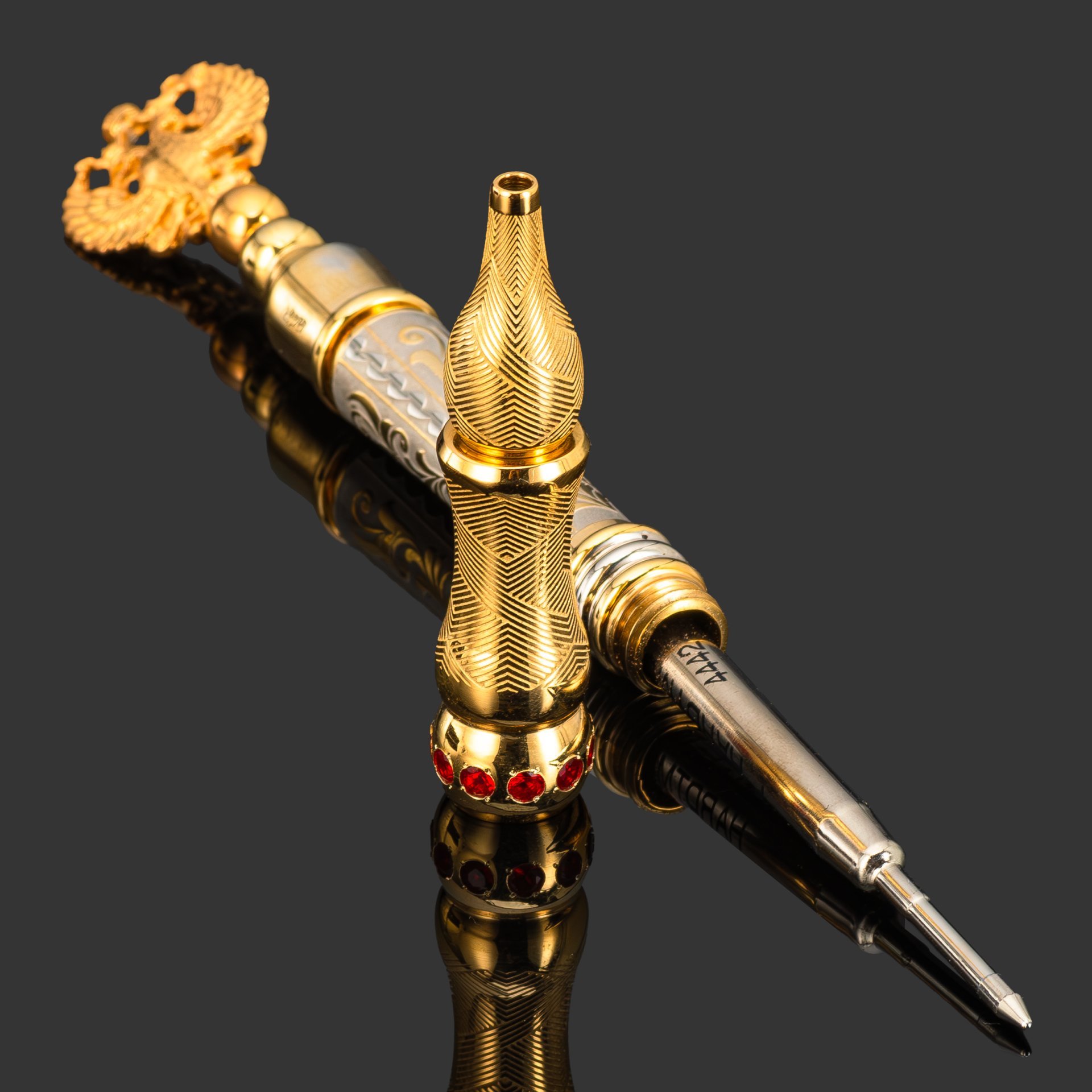 Ручка подарочная "Герб РФ" с фианитами