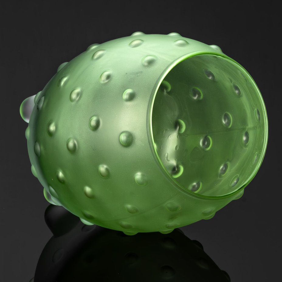 Ваза "Major" зеленого оттенка с матовой поверхностью, дизайнер Tina Nordström, стекло, матирование, Iittala, Финляндия, 1994-2000 гг.