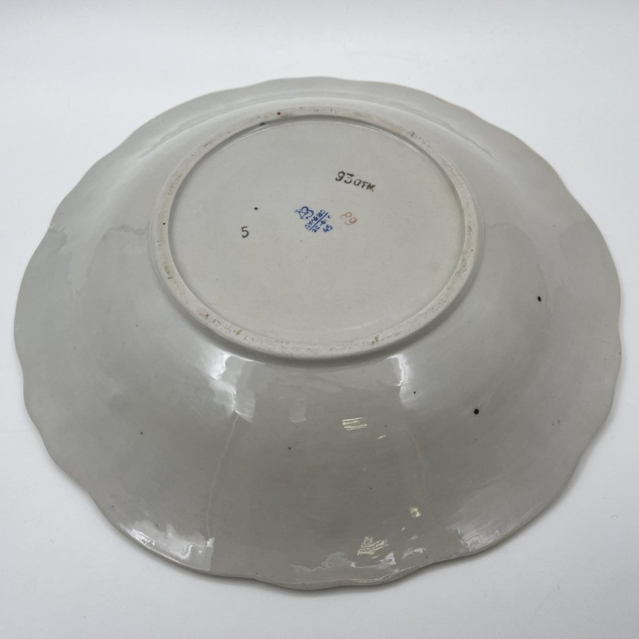 Блюдо сервировочное "Виноград" (зелёное), фарфор, крытье, золочение, Дулевский фарфоровый завод (Дулёво), СССР, 1961 г.