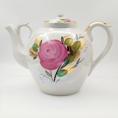 Чайник доливной "Роза", фарфор, люстр, золочение, роспись, Дулевский фарфоровый завод (Дулёво), СССР, 1968-1991 гг.