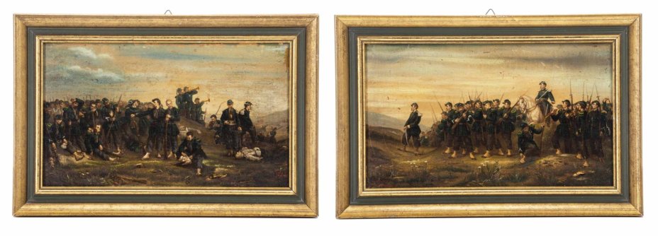 Парные картины "Крымские зарисовки" по работам Paul Alexandre Protais, дерево, печать, подрисовка, в современных рамах, в подарочном кофре