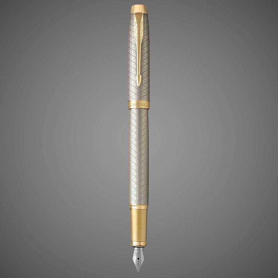 Подарочный набор Parker: ежедневник, ручка перьевая Parker IM Premium Warm Silver Grey GT, цвет чернил синий